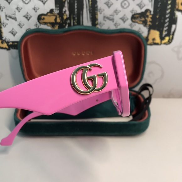 New Authentic ✨ Authentic Gucci GG1421S 004 Sunglasses – Pink Geometric Cat-Eye - Picture 10 of 14